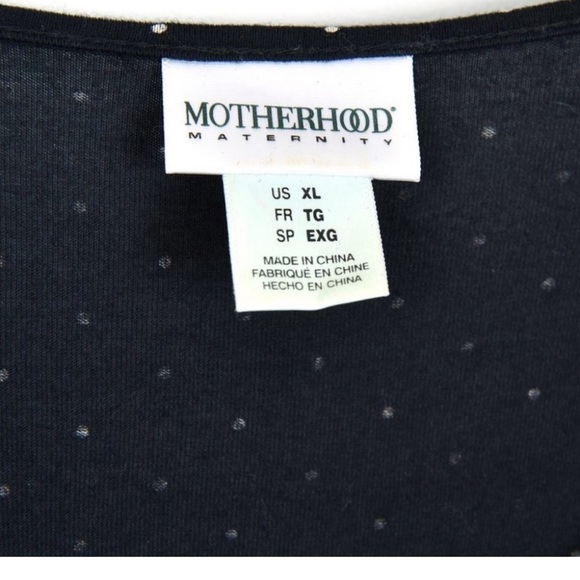 Motherhood Maternity Black Long Sleeve Polka Dot Tie Wrap Midi Dress Sz XL - Picture 2 of 3